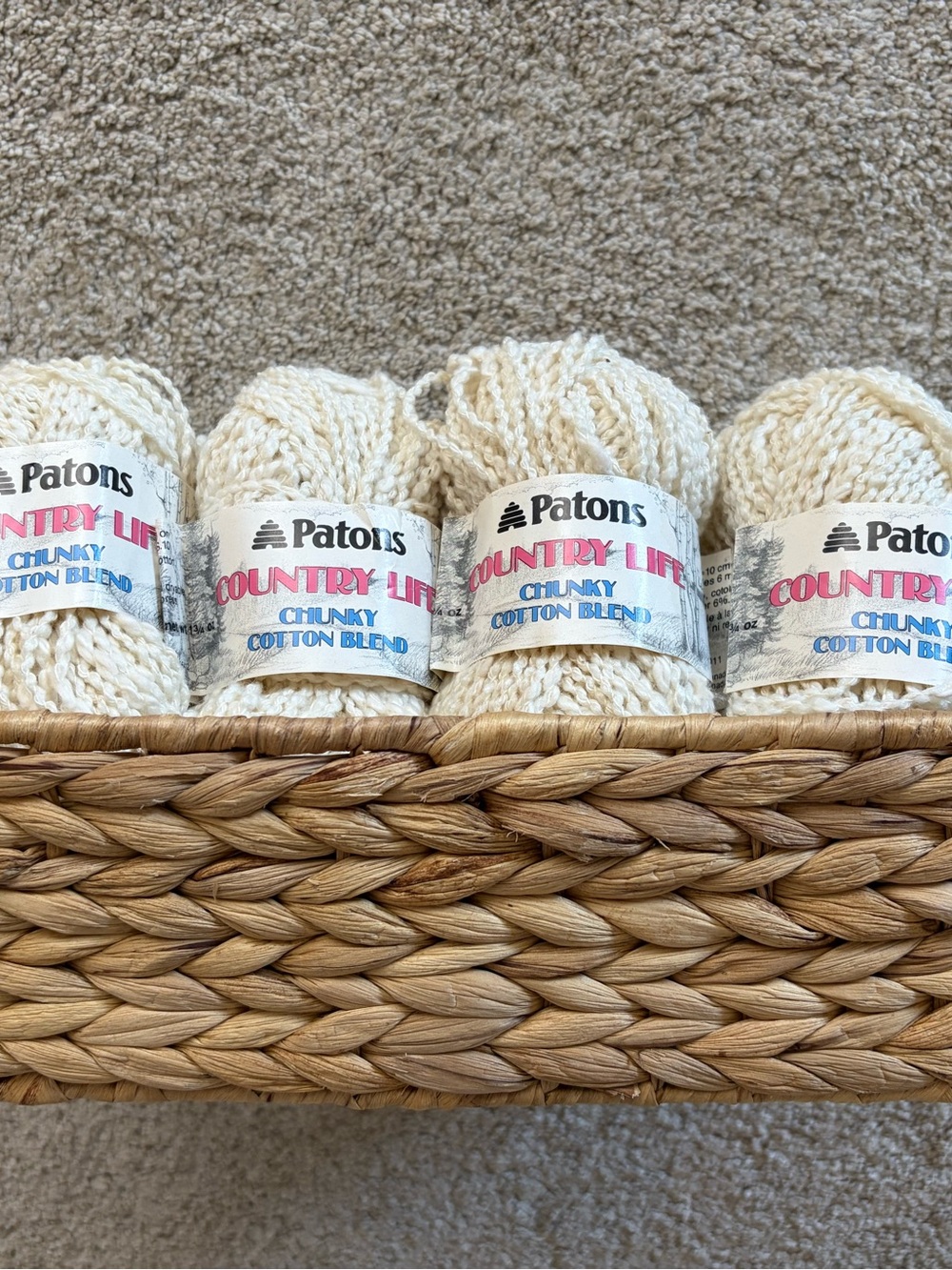 Vintage Patons Country Life Chunky Cotton Blend Yarn Bundle of 8